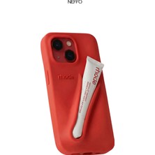 Neffo iPhone 13/14/15 Uyumlu Summer Lip Case – Ruj Bölmeli Şeffaf Rujlu Telefon Kılıfı (6.1 Inç)