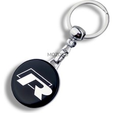 Mozoko Yüksek Kaliteli Siyah R Logolu Damla Baskılı Şık Hediyelik Araç Anahtarlığı