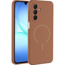 Sionel Galaxy A16 Kılıf M-Safe Şarj Özellikli Zore Meta Kapak - Kahverengi