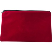 Özer Kutu Kadife (Süet)Cüzdan Kese Kırmızı 10 Adet 12X19 Boy Takı, Altın Kesesi (Fermuarlı)