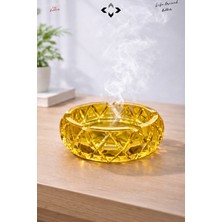 Liground Kristal Bombeli Şeffaf Cam Küllük | Premium Ağır Cam | Şık & Modern Masaüstü Küllük 10 cm