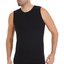 Yıldız Erkek Modal Sıfır Kol Atlet - 3'lü Paket - Pamuklu Esnek Rahat Kesim Siyah - L