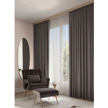 Bercem Home Kadife Dokulu Ekstrafor Büzgülü Fon Perde - Antrasit - Tek Kanat - (Pilesiz Dikim)