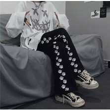 Punix Kids Punıx Kids Özel Seri Minik Beyaz Patiler Baskılı %100 Pamuk Ispanyol Paça Yazlık Kız Çocuk-Kadın Eşofman Altı