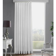 Taç Saten Güneşlik Perde Düz Dikiş Kullanıma Hazır Beyaz