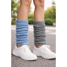 Urart Kadın 2 Çift 2 Ayrı Renk Diz Altı Yumuşak Sıcak Tutan Dokulu Tozluk Çorap Konç