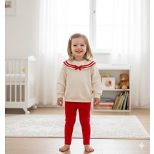 GENYBABY Kız Bebek Denizci Yaka Uzun Kollu Takım 2’li Kombin