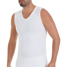 Yıldız Erkek Modal V Yaka Sıfır Kol Atlet - Terletmeyen Yumuşak Doku 3'lü Paket Beyaz - L