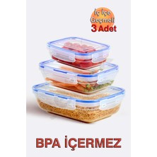 Dünya Lock&fresh Contalı Dikdörtgen Saklama Kabı (565, 975, 1675ML) (Üçlü Set)