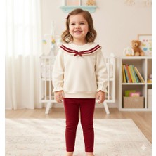 GENYBABY Kız Bebek Denizci Yaka Uzun Kollu Takım 2’li Kombin