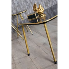 Zigon Sehpa ve Orta Sehpa Kr Set Çift Gold Bendir Metal