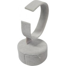 Özer Kutu Saat&kelepçe ve Bilezik Standı Oval Tekli Süet Yükseklik 10 cm Gri