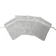 Özer Kutu Organize Tül Beyaz 25 Adet 7x9 cm Boy Takı, Altın ve Hediye Kesesi