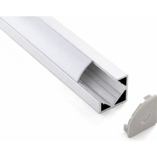 Ledarmy Köşe LED Profil Kanal Alüminyum 2mt. sıva üstü Eloksallı 18x18mm Opak Şeffaf Pleksi Kapaklı Yan Kapak Tutucu Şerit Aydınlatma 8987