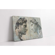 Grown Yüz Yüze Erkek ve Kadın Klasik Heykel Portresi Kanvas Tablo