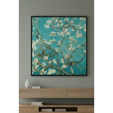 Safir Design Lüks Van Gogh Tarzı Bahar Dalları Modern Siyah Çerçeveli Tablo