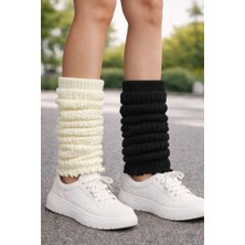 Urart Kadın 2 Çift 2 Ayrı Renk Diz Altı Yumuşak Sıcak Tutan Dokulu Tozluk Çorap Konç