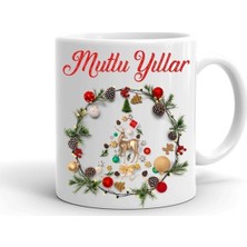 Yılbaşı Noel Temalı Baskılı Seramik Beyaz Kupa