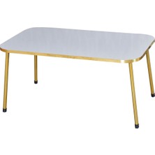 Orta Sehpa Beyaz Kr Gold Metal Ayak Gold