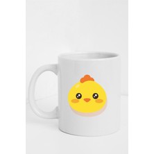 Tatlı Civciv Figürlü Beyaz Baskılı Kupa/bardak