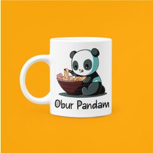 Obur Pandam Tasarımı Baskılı Seramik Beyaz Kupa