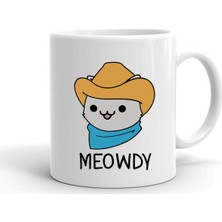 Meowdy Baskılı Seramik Beyaz Kupa