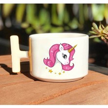 Unicorn Baskılı Beyaz T Kulp Kupa Bardak