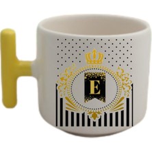 Sarı T Kulp Harf Tasarımlı Çay Fincanı