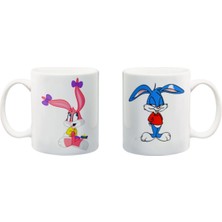 Sevgili Kupaları Bugs Bunny ve Lola Çift Tasarım 2 Parça Porselen Kupa Bardak