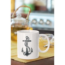 Gemi Çapası Baskılı Porselen Kupa Bardak