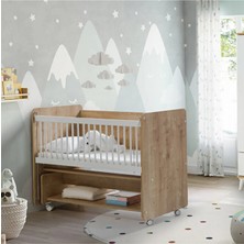 Cozibo Sallanır Tekerlekli Kademeli Anne Yanı Bebek Beşik - Bebek Yatagı - 60X120 cm