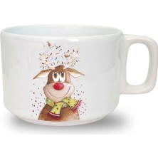 Yılbaşı Noel Baskılı Seramik Beyaz Kahve Kupası