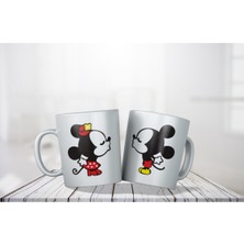Porselen - Mickey & Minnie Sevgili Ikili Kupa Bardak Takımı- Makinede Yıkanabilir