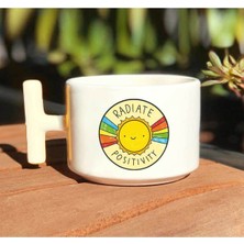 Radiate Positivity Baskılı Beyaz T Kulp Kupa Bardak
