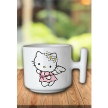 Hello Kity Tasarımlı Sarı T Kulp Fincan Modelleri Deri Bileklik Hediyeli