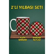 Yılbaşı Temalı Kupa ve Bardak Altlığı Seti
