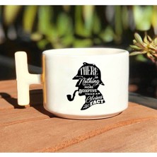 Sherlock Holmes Baskılı Beyaz El Yapımı T Kulp Kupa Bardak