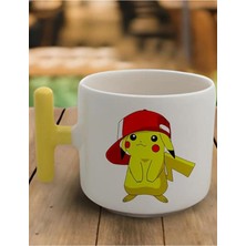 Sarı T Kulp Pikachu Tasarımlı Latte Fincan Modeli