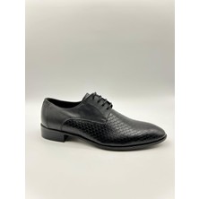 Santorino Ayakkabı Klasik Erkek Hakiki Deri Siyah Antik Neolit Ayakkabı