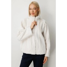 Ekol Kadın Fermuarlı Peluş Ekru Kaban 08009