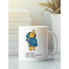 Baskıpasssatı Beyaz Porselen Kupa Bardak Winnie The Pooh Aşk Dostluk Arkadaşlık Kardeşlik Sevgi