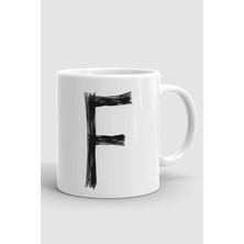 Porselen F Harfli Beyaz Kupa Bardak