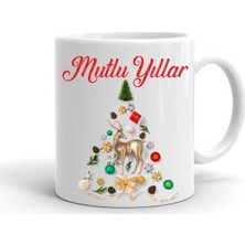 Yılbaşı Temalı Baskılı Seramik Beyaz Kupa