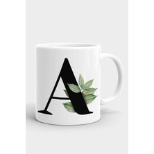 A Harfli Beyaz Porselen Kupa Bardak, Şık ve Zarif Tasarım.