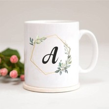 A Harfli Çerçeveli Baskılı Kupa Bardak