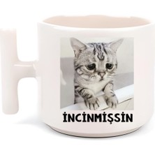 Üzgün Kedi Incimişsin T Kulp Motto Kahve, Çay Fincanı