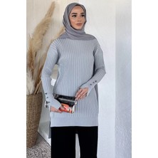 Julude Gülseli Bisiklet Yaka Tesettür Triko Tunik P-00020375