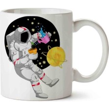 Astronot Dünya Gezegen Porselen Kupa Bardak
