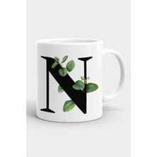 Porselen N Harfli Beyaz Kupa Bardak