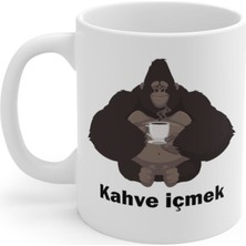 Kahve Içen Goril Baskılı Kupa Bardak